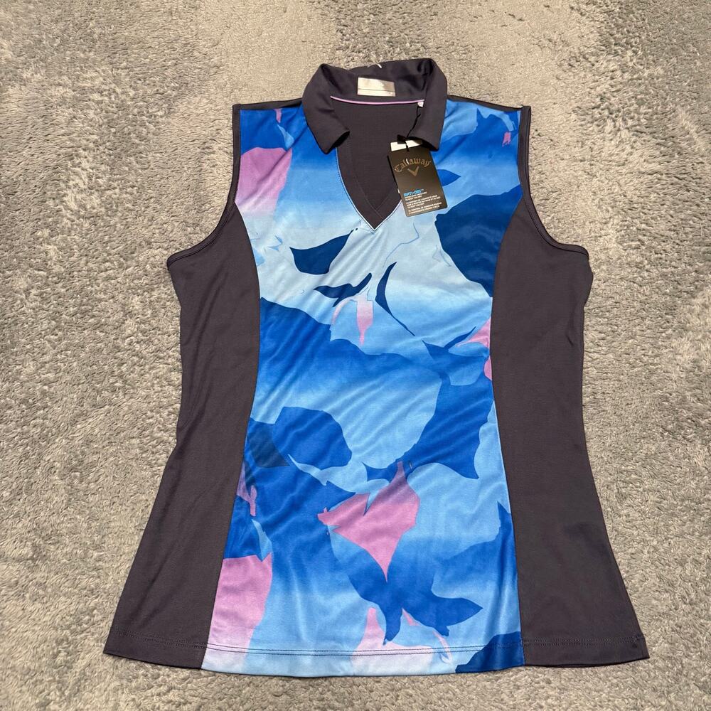 Callaway Blue Sea Star Tank Top Shirt Womens Large Opti-Dri Sleeveless Golf